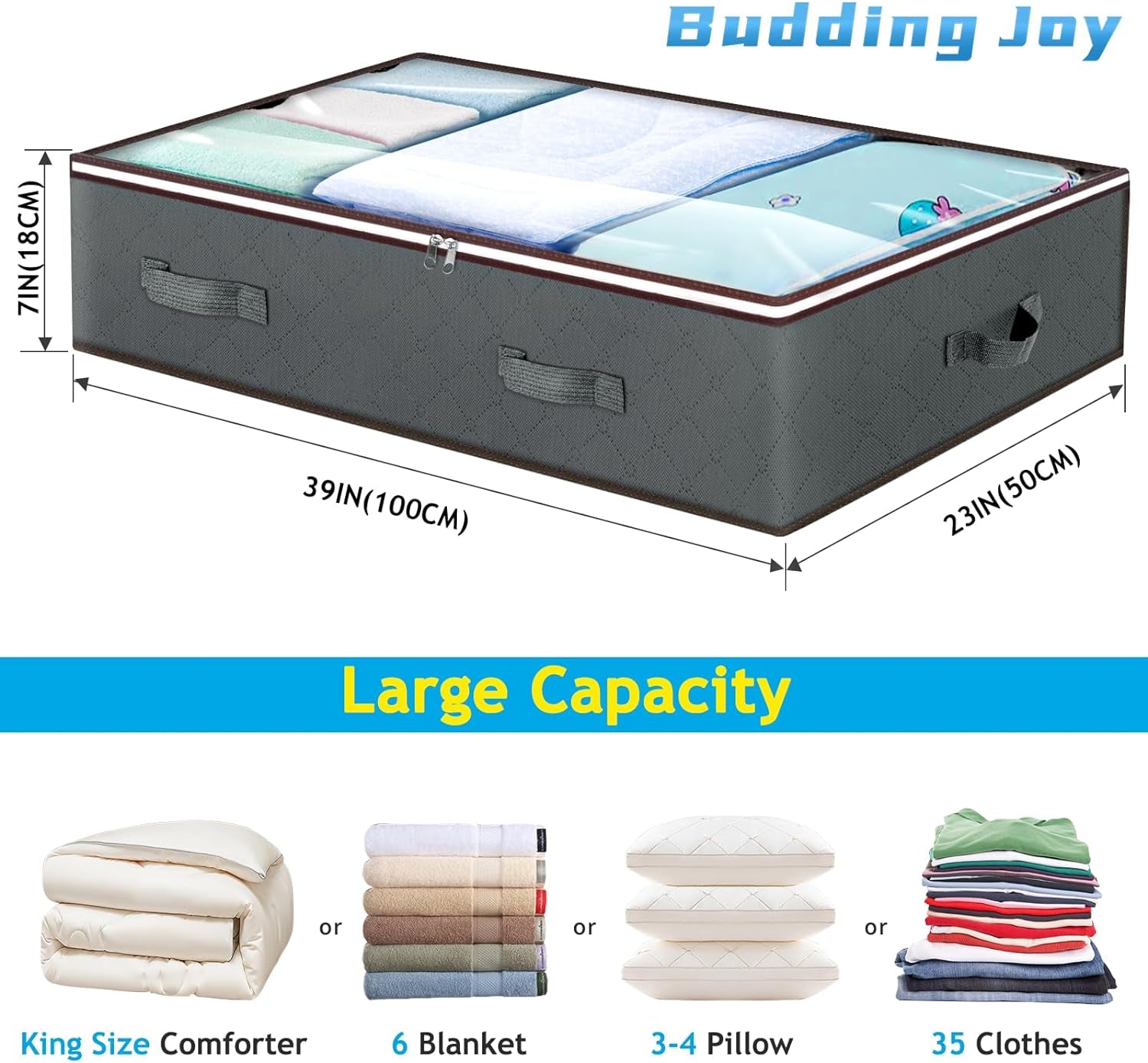  Foldable Underbed Storage Bags for Blankets, Towels etc.