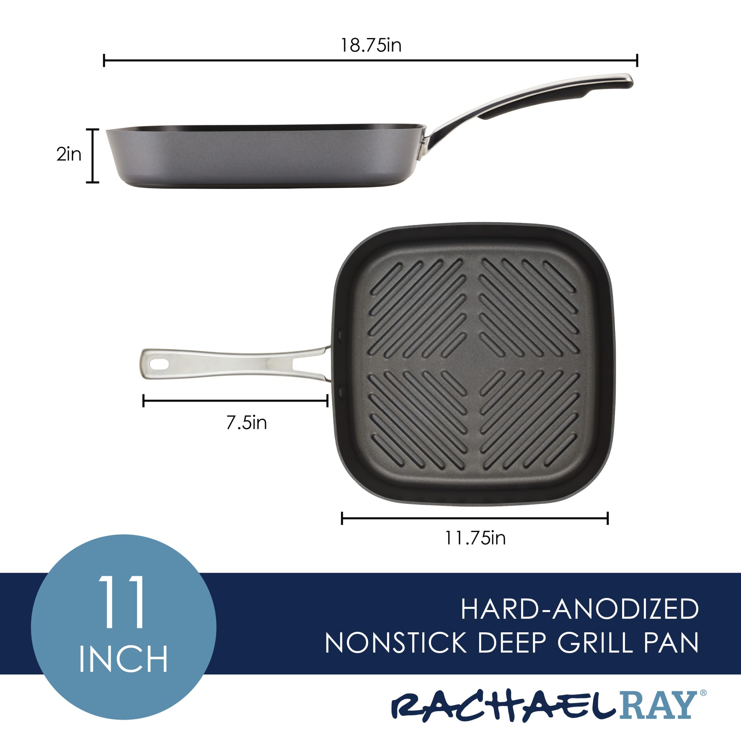 Rachael Ray Anodized Nonstick Deep Grill Pan/Griddle