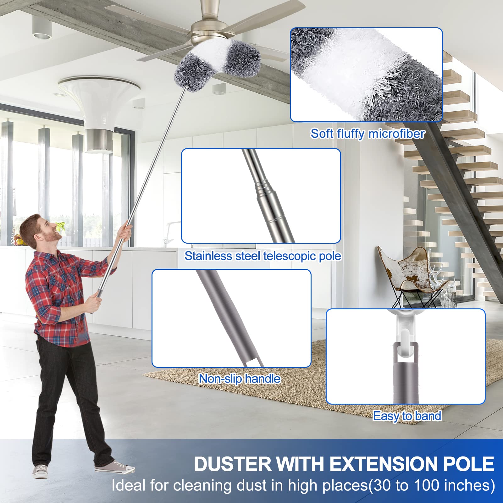 Microfiber Duster Kit with Extension Pole