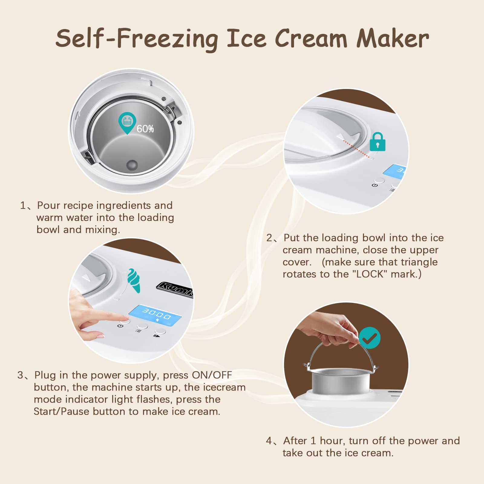 Automatic Ice Cream Maker with Compressor