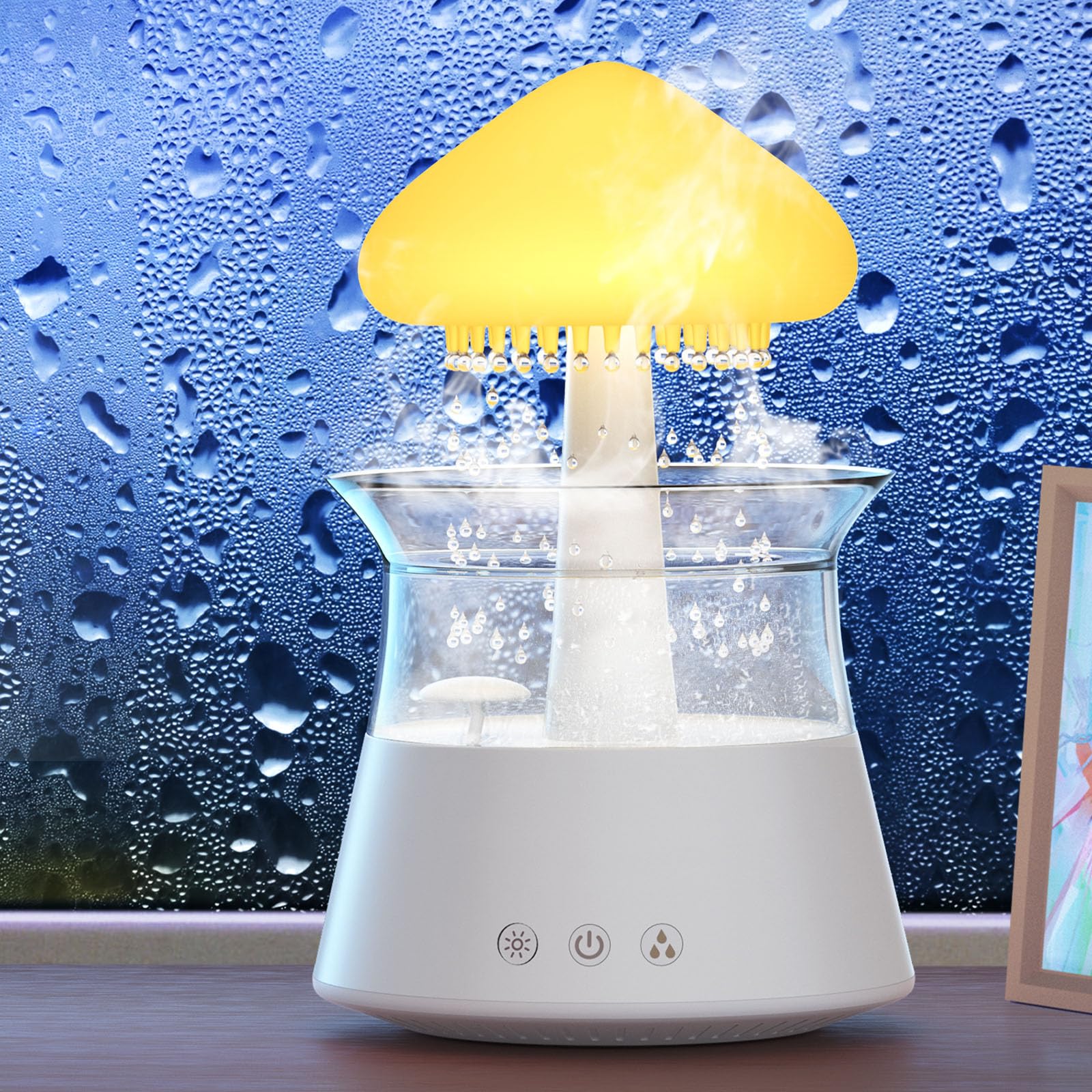 Water Drip Humidifier with Remote Waterfall Lamp