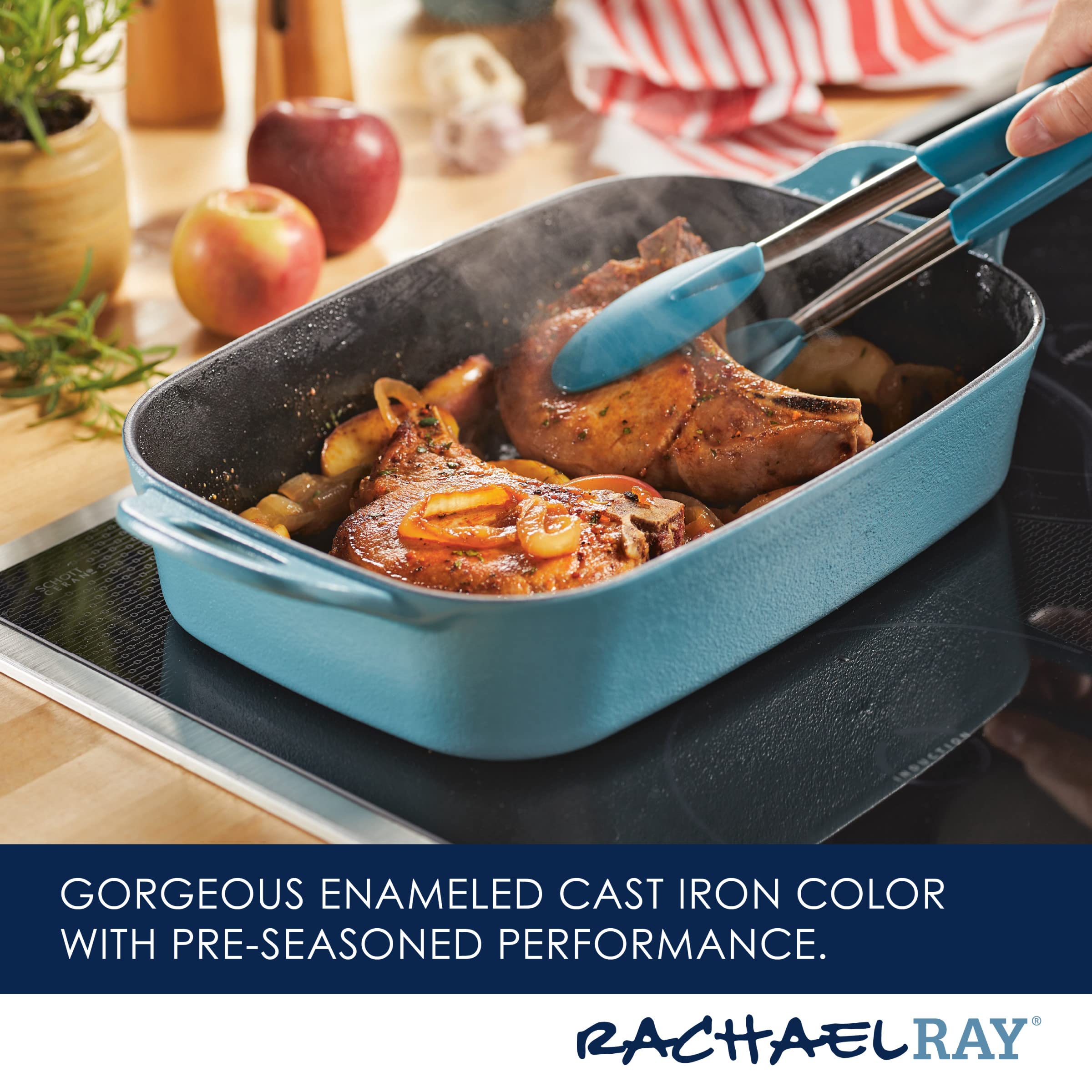 Rachael Ray NITRO Cast Iron Roasting Pan/Baking Dish