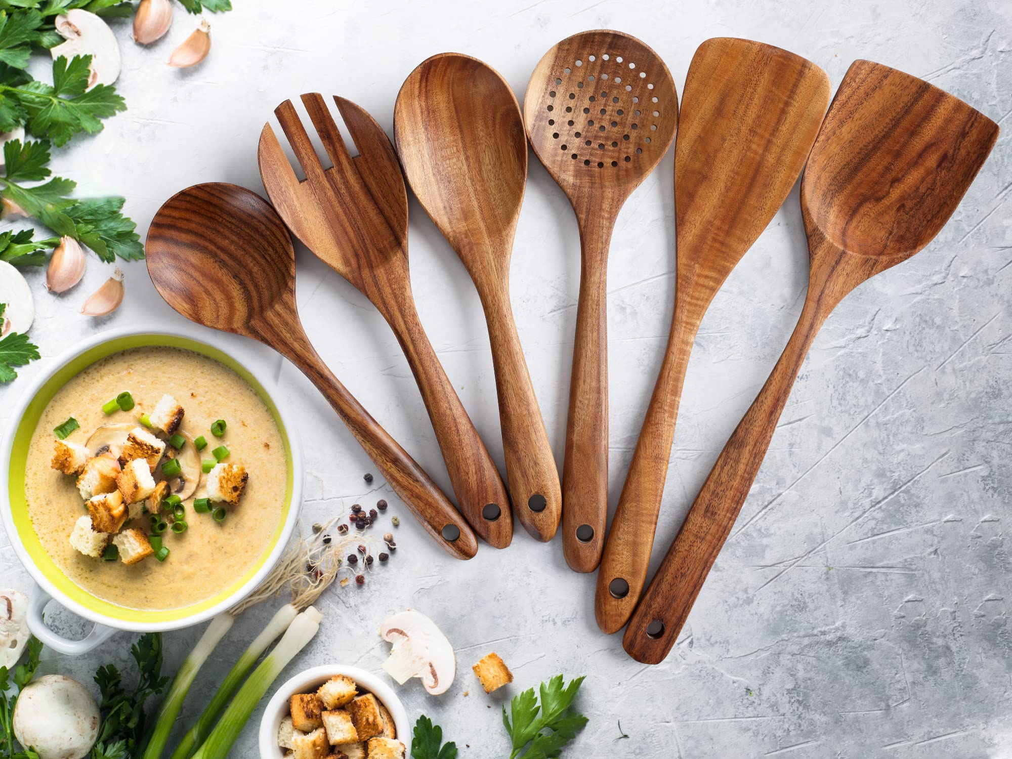 Soft Comfort-Grip Wood Spoons for Cooking