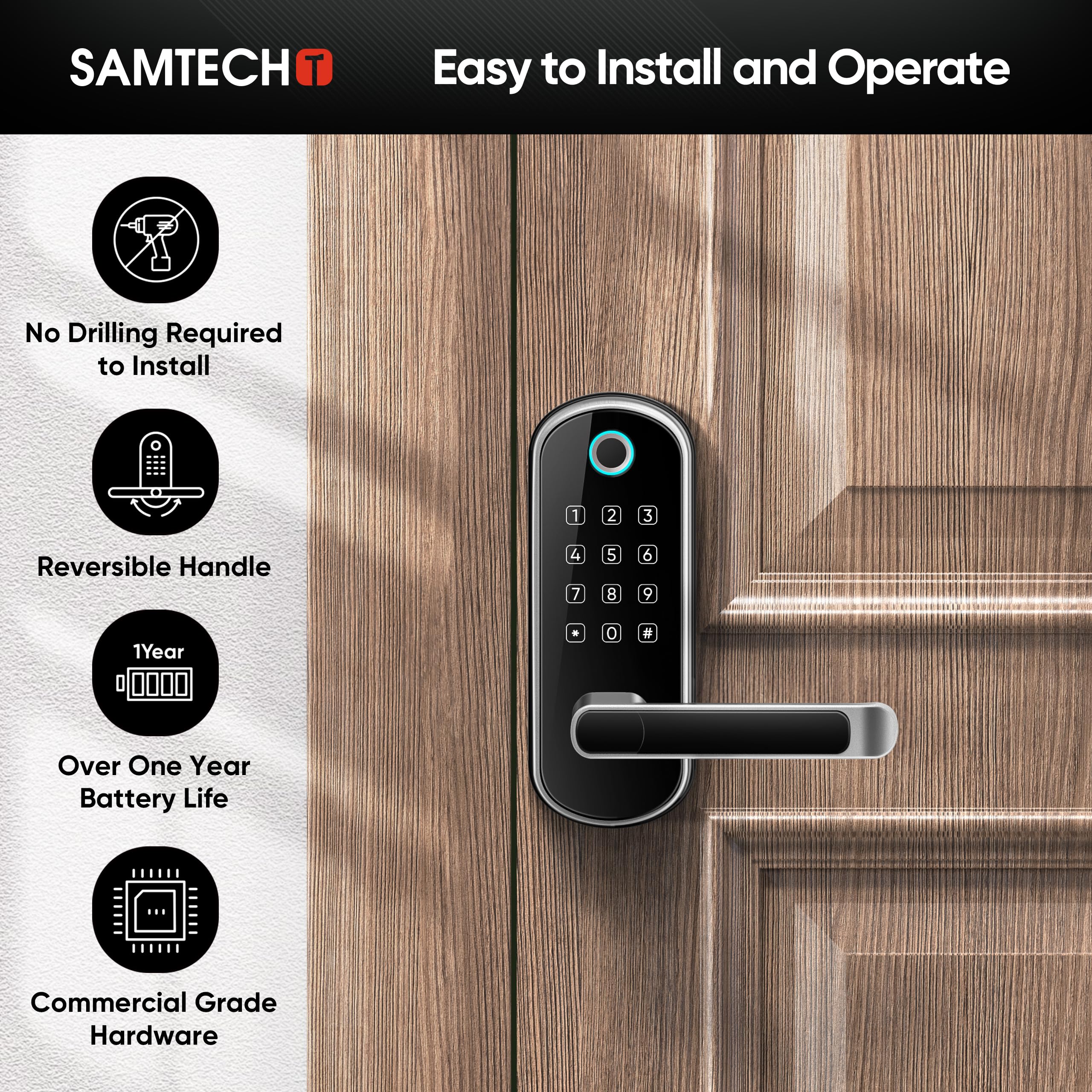 Keyless Entry Smart Door Lock with Door Handle