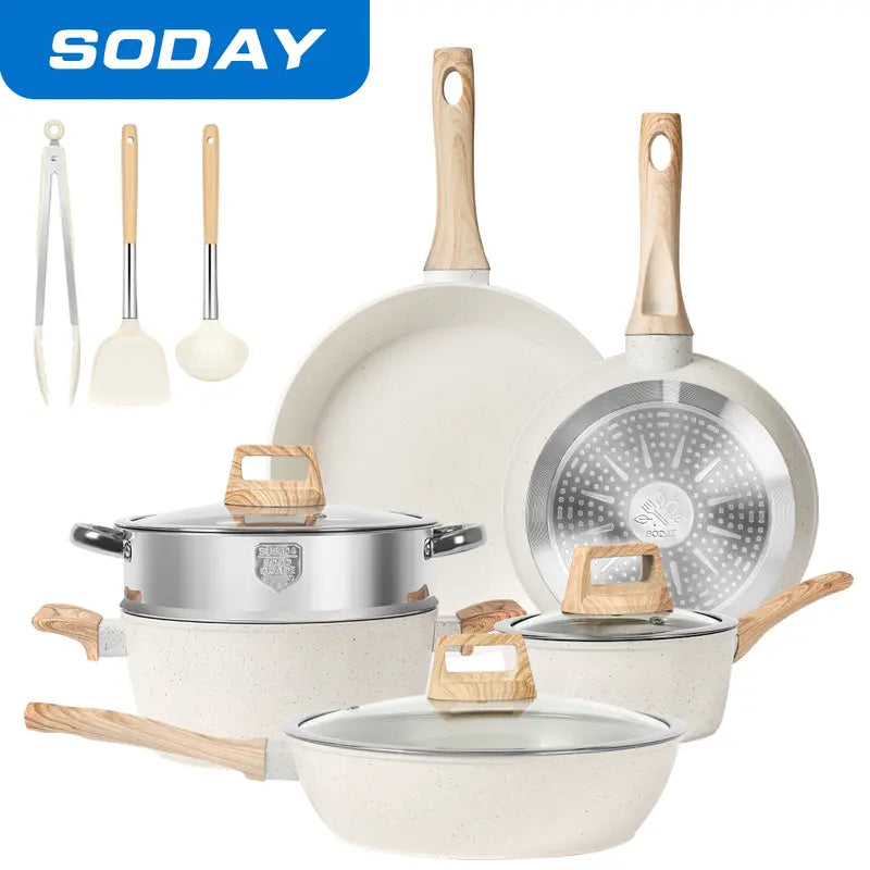  Nonstick Granite Cooking Set with Frying Pans
