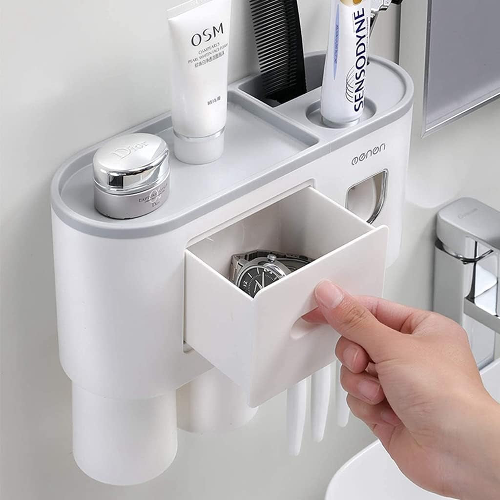 Toothbrush Holder With Automatic Toothpaste Dispenser